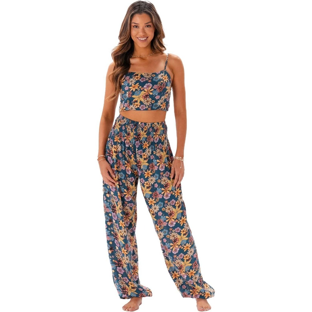 MSRP $41 Lotus and Luna Women's S Petite Harem Pants Thai High Waisted Flowy